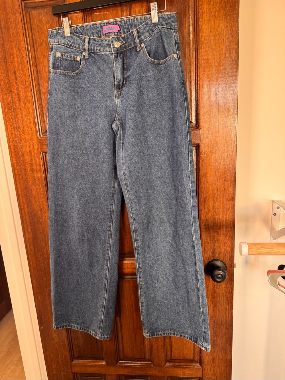 Edikted Wide-Leg High-Rise Jeans - Dark Blue Denim